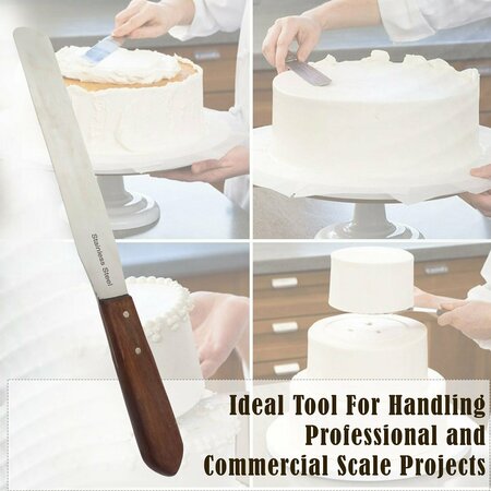 A2Z Scilab Icing Spatula Straight 8 Long Plain Blade Sturdy Wood Handle, Total Length 12.4 A2Z-ZR-WHS8